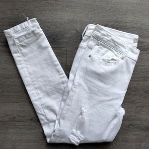Zara Basic Z1975 Denim Women's Size 6 Distressed Skinny White Jeans